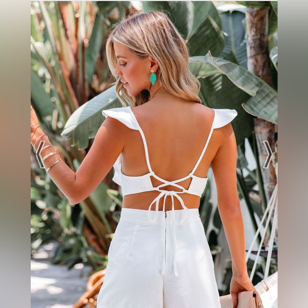 DO+BE White Ruffle Jumpsuit - Picture 2 of 16